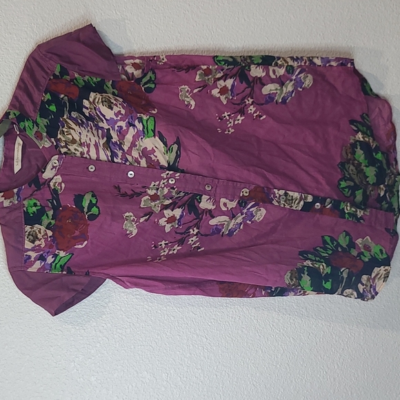 Soft Surroundings Tops - Soft Surroundings purple floral button down blouse petite small
